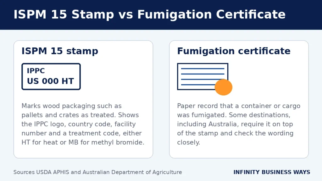 ISPM 15 Stamp vs Fumigation Services Certificate