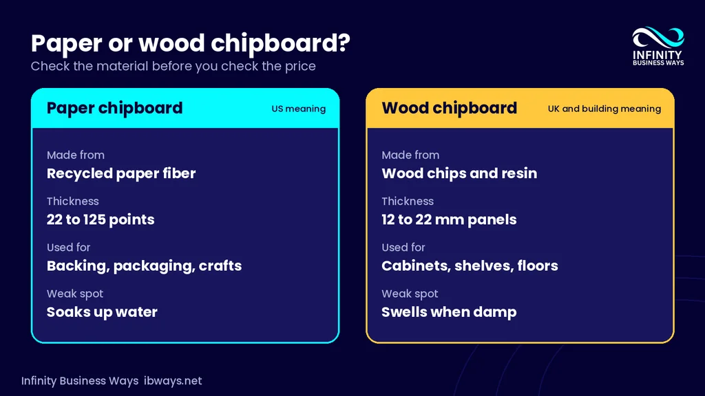 Paper and wood chipboard