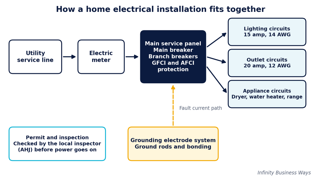 Home electrical installation diagram How a home electrical installation fits together
